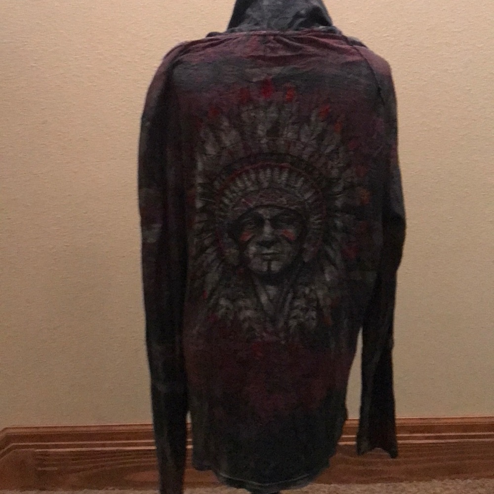 Men’s affliction hooded shirt